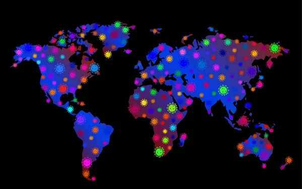 Världskarta Över Coronavirus Coronavirus Pandemi 2019 Ncov Vektorillustration — Stock vektor