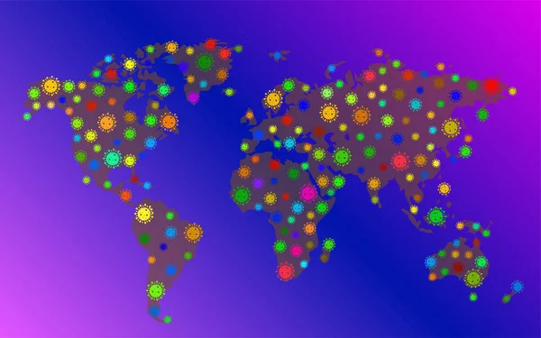 Mapa Mundial Coronavirus Pandemia Por Coronavirus 2019 Ncov Ilustración Vectorial — Vector de stock