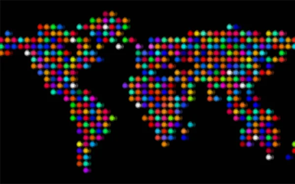 Ilustração Mapa Mundo Vetorial Com Círculos Coloridos —  Vetores de Stock