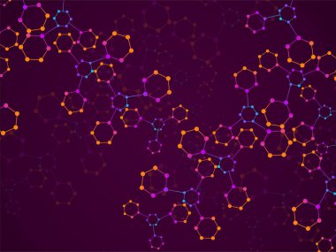 Soyut moleküler yapı, bilimsel geometrik arkaplan. Teknoloji altıgen yapısı. Vektör illüstrasyonu