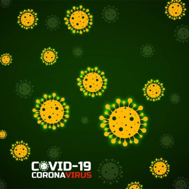 Parlayan bakterili Coronavirus arka planı. Bilim ve tıp konsepti. Soyut vektör illüstrasyonu
