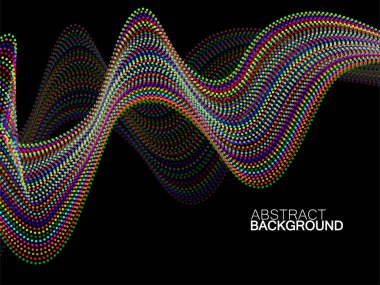 Renkli dinamik noktalı dalgalarla soyut arkaplan. Vektör illüstrasyonu