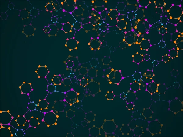 Estructura Molecular Abstracta Fondo Geométrico Científico Estructura Hexágonos Tecnológicos Ilustración — Archivo Imágenes Vectoriales