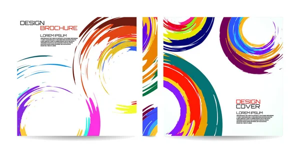 Brochure Template Brush Stroke Colorful Circles Your Design Magazine Cover — Stock Vector