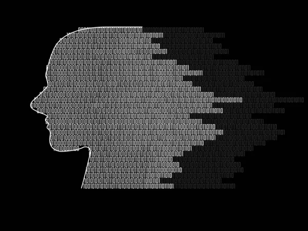 Штучний Інтелект Абстрактна Людська Голова Двійковим Кодом Технологічний Фон — стоковий вектор