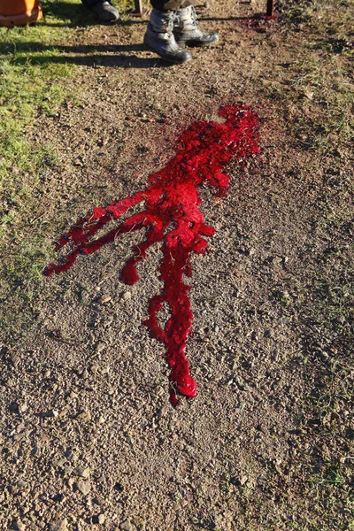 red blood on the floor