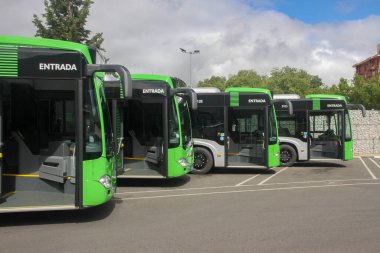 Yeni şehir otobüsleri arka arkaya park etmiş yeşil engelliler için uyarlandı