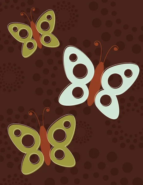 Papillons Verts Bleus Sur Fond Motif — Image vectorielle