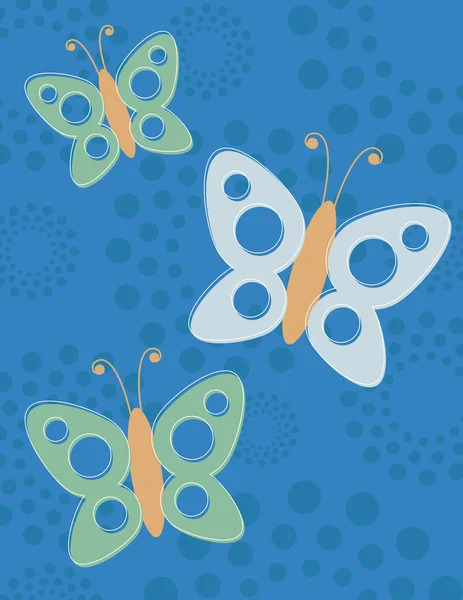 Green Blue Butterflies Pattern Background — Stock Vector