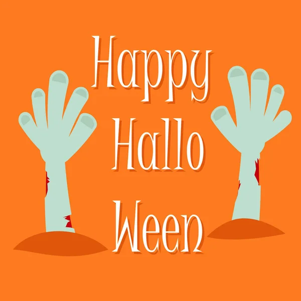 Heureux effrayant Halloween carte de vœux avec des mains de zombie — Photo