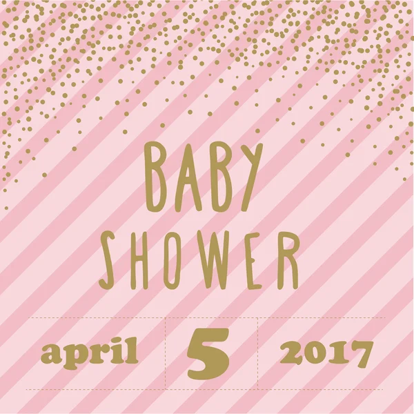 Baby shower invitation with confetti for girl style. Pink and gold — Stock Vector