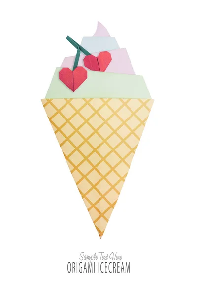 Ice cream origami i konen — Stockfoto