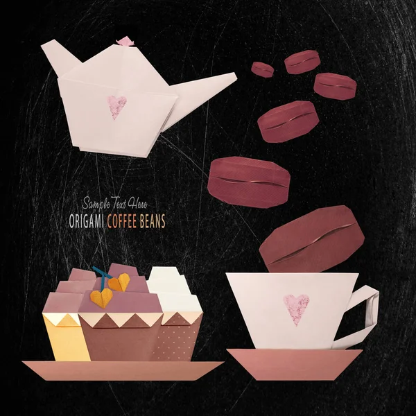 コーヒーとケーキの折り紙 — ストック写真