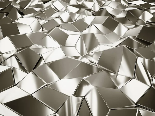Fondo geométrico de cromo metálico tridimensional —  Fotos de Stock