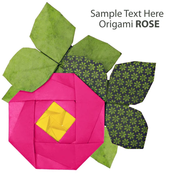 Origami papír rózsaszín rózsa — Stock Fotó