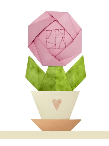 Origami bloem in een pot — Stockfoto