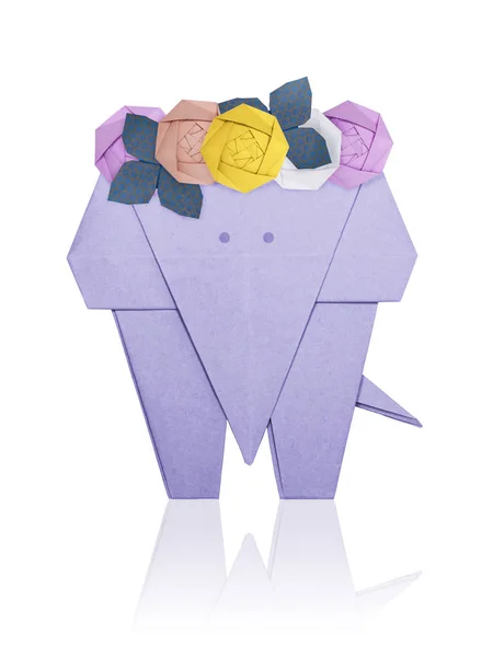 Origami olifant met rozen — Stockfoto