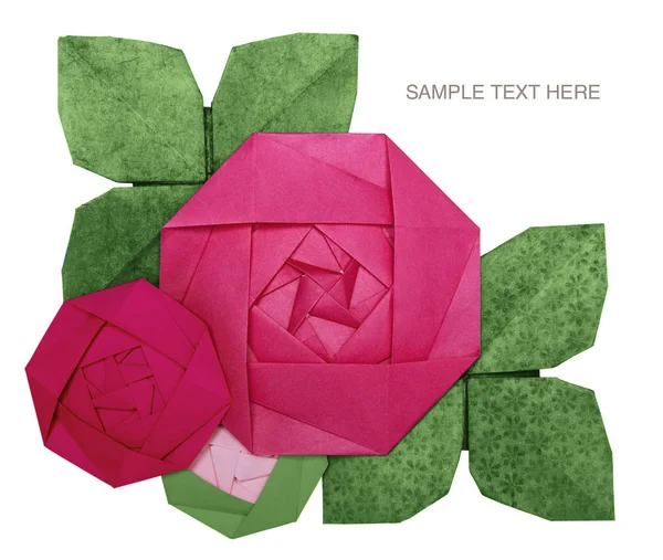 Origami papper rosa ros — Stockfoto