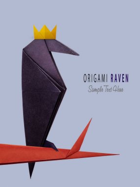 Origami kağıt kuzgun taç