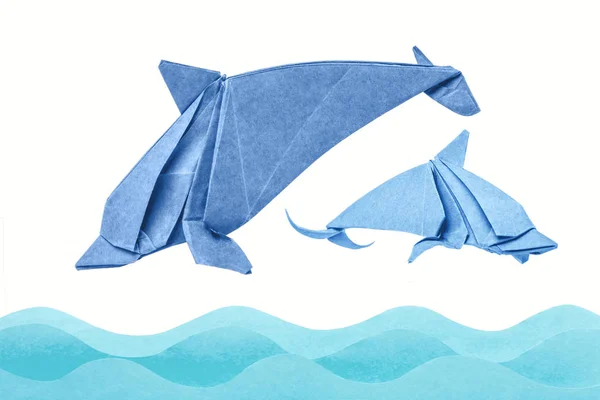 Dolphin origami of paper — Stock Photo, Image