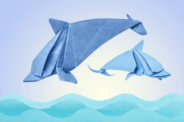 Dolphin origami of paper — Stock Photo, Image