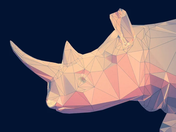 Ilustração 3D da cabeça plana do rinoceronte — Fotografia de Stock