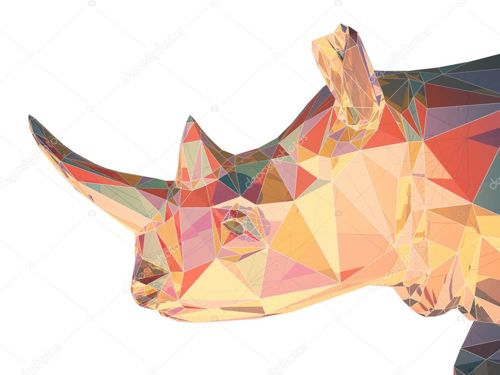 3D illustration of rhinoceros flat head