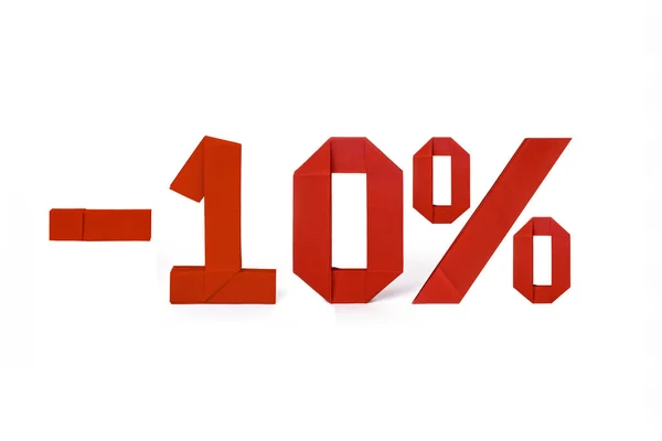 Origami text of discount sale 10 percent — Stock Photo, Image
