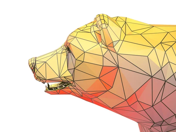 Återge illustration av golden bear huvud — Stockfoto