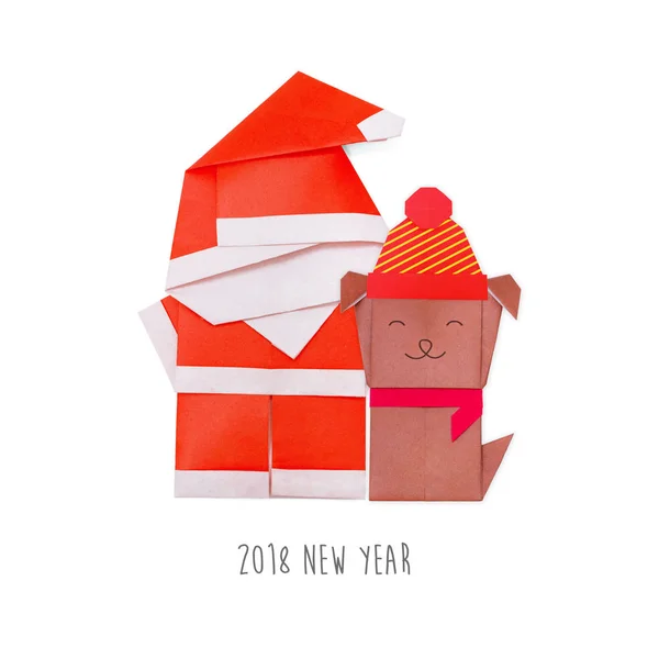 Санта-Клаус, з собачим папером орігамі — стокове фото