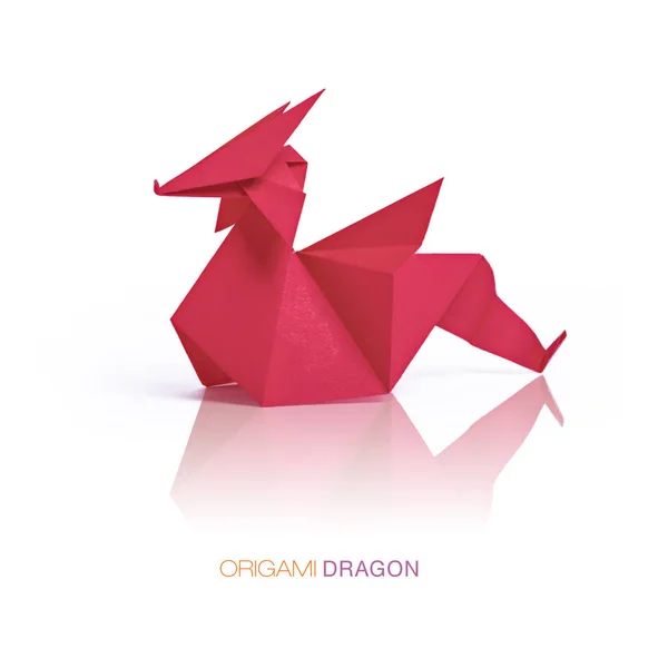 Origami red papírový drak — Stock fotografie