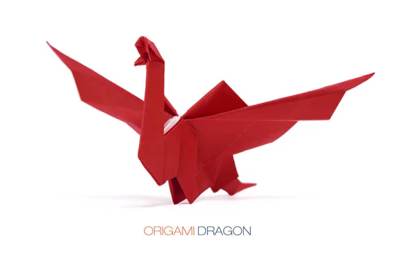 Origami red papírový drak — Stock fotografie
