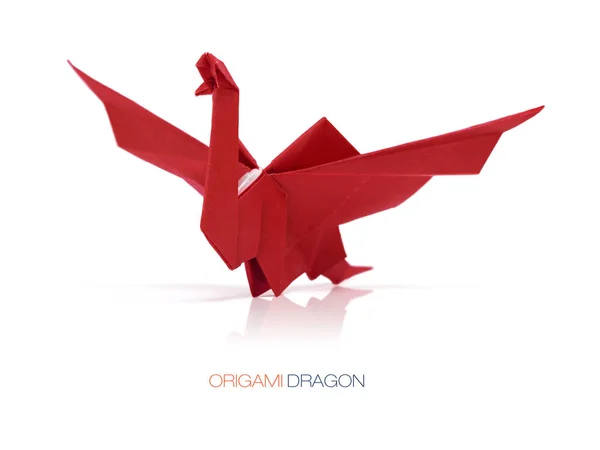 Origami papel rojo dragón —  Fotos de Stock