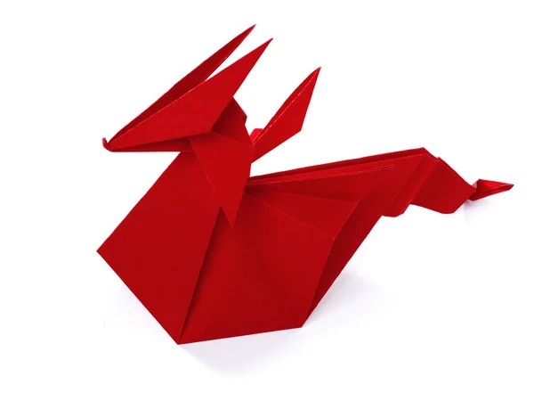 Origami roter Papierdrache — Stockfoto