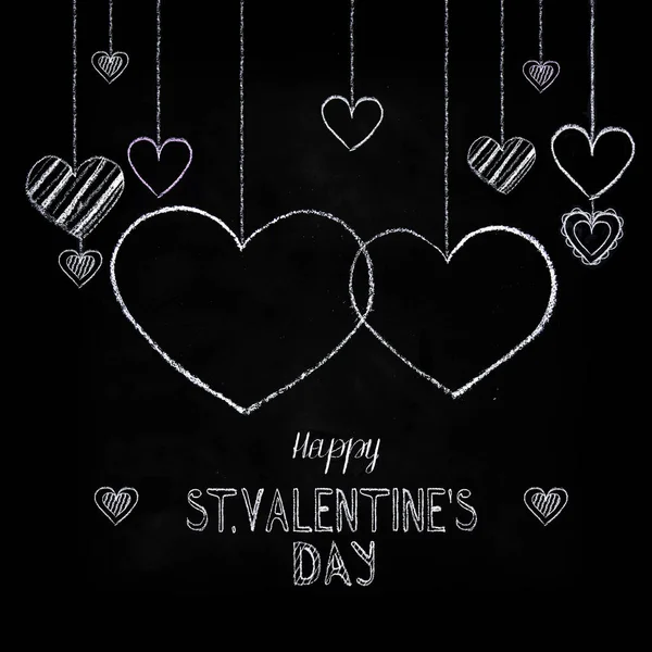 Ręcznie rysowane kredą napis Happy Valentines Day — Zdjęcie stockowe