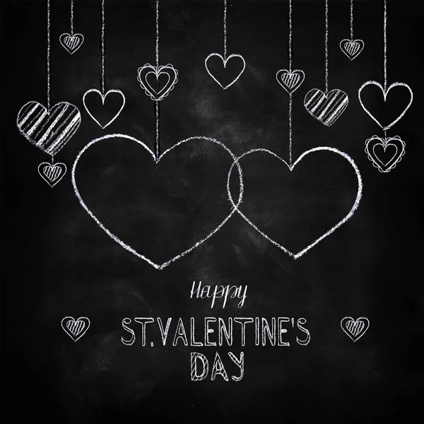 Handgezeichneter Kreideschriftzug glücklicher Valentinstag — Stockfoto