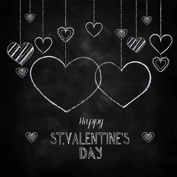 Hand drawn chalk lettering Happy Valentines Day