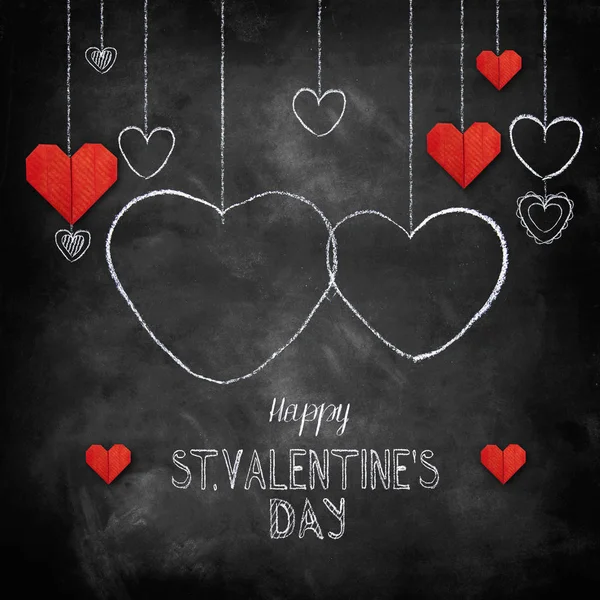 Ręcznie rysowane kredą napis Happy Valentines Day — Zdjęcie stockowe