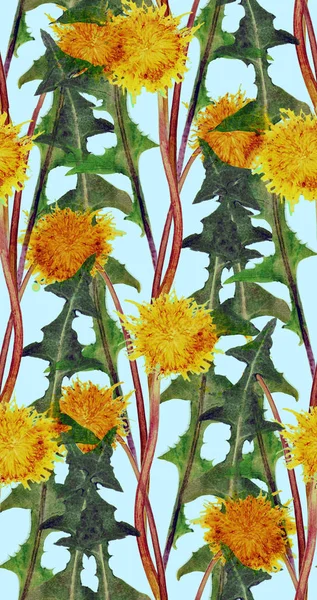 Seamless pattern with dandelions. Fancy print with flowers.