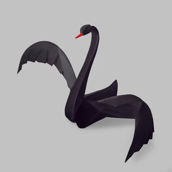 Origami paper rare event black swan on a grey — Stock Photo, Image