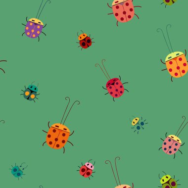 çok renkli uğur böcekleri ile desen