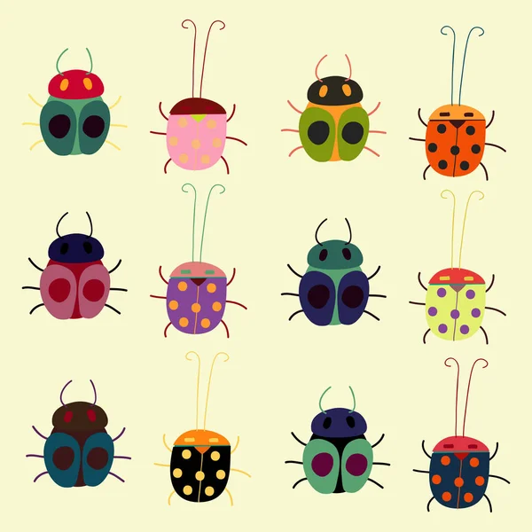 Modèle avec coccinelles multicolores — Image vectorielle