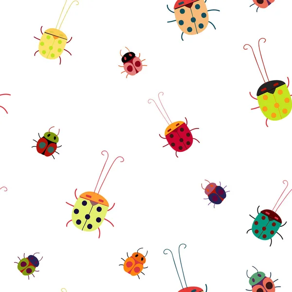 Modèle avec coccinelles multicolores — Image vectorielle