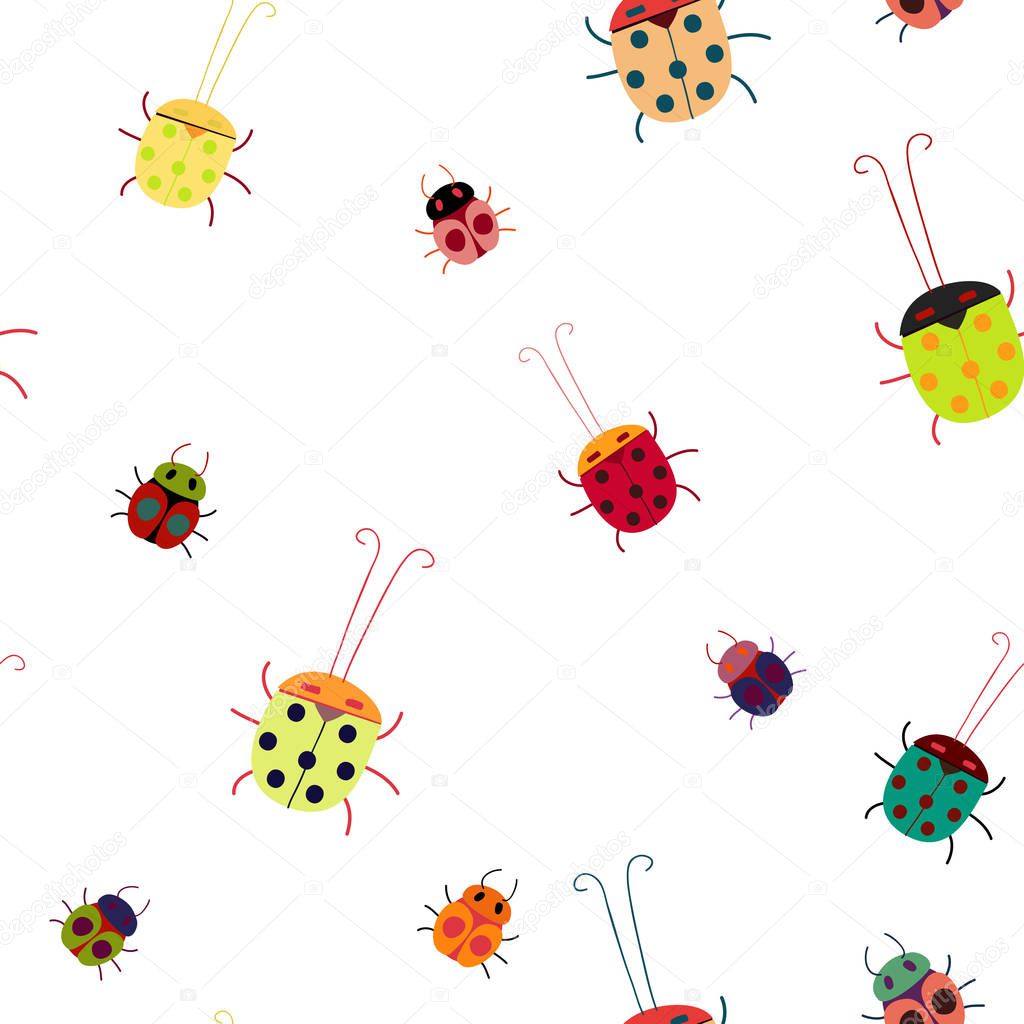 pattern with multicolored ladybugs