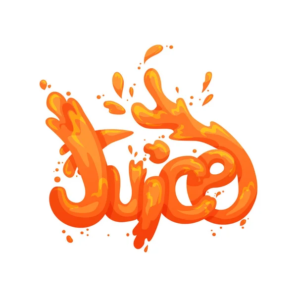 Orange juice lettering with juicy drops — Stock Vector