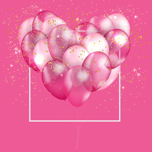 Rosa palloncino cuore sfondo — Vettoriale Stock