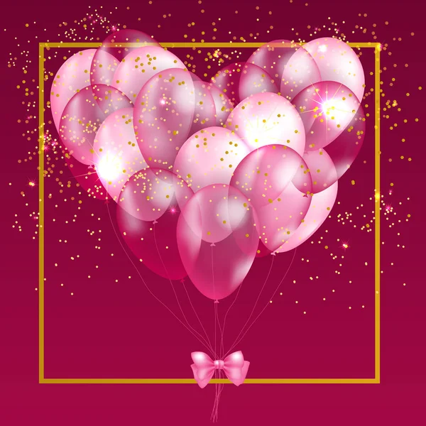 Pink balloon heart background — Stock Vector