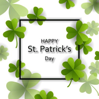 St Patricks Günü kartında. 3D efekti yonca vektör