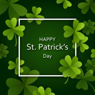 St Patricks Günü kartında. 3D efekti yonca vektör