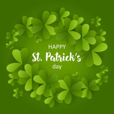 St Patricks Günü kartında. 3D efekti yonca vektör